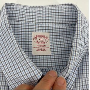 Brooks Brothers Men's Blue Gingham Plaid Button Down Shirt XXL Long Sleeve